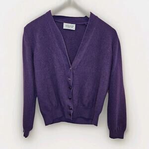 80'S Vtg UNITED Colors Of Benetton Purple Sweater Cardigan M Medium Wool Angora